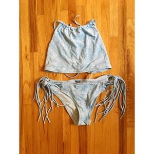 Aerie High Neck Swim Top & Fringe Tie Side Bottom